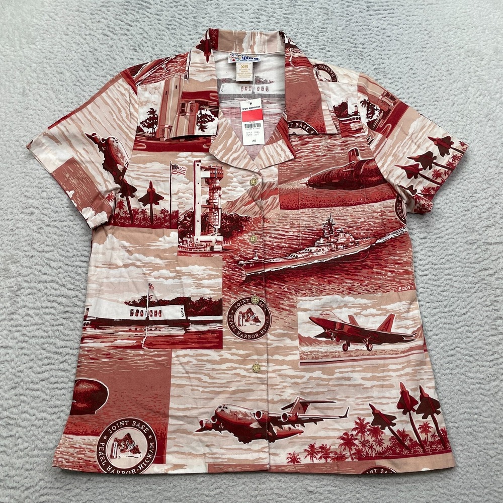 Reyn Spooner Shirt Women's Size XS‎ Pearl Harbor Hickam Naval READ